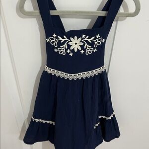 Rachel Navy Dress with Cream Lace
